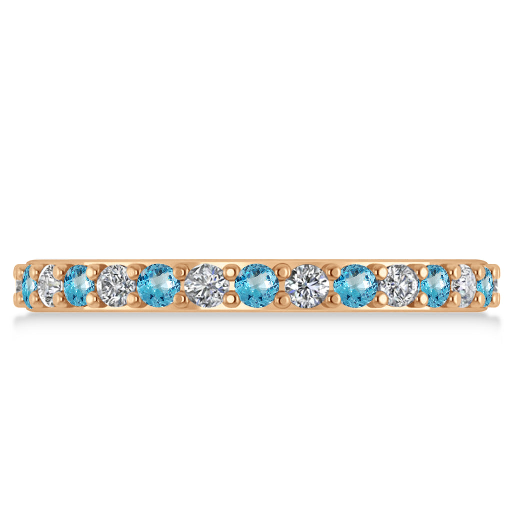 Diamond & Blue Topaz Eternity Wedding Band 14k Rose Gold (0.87ct)