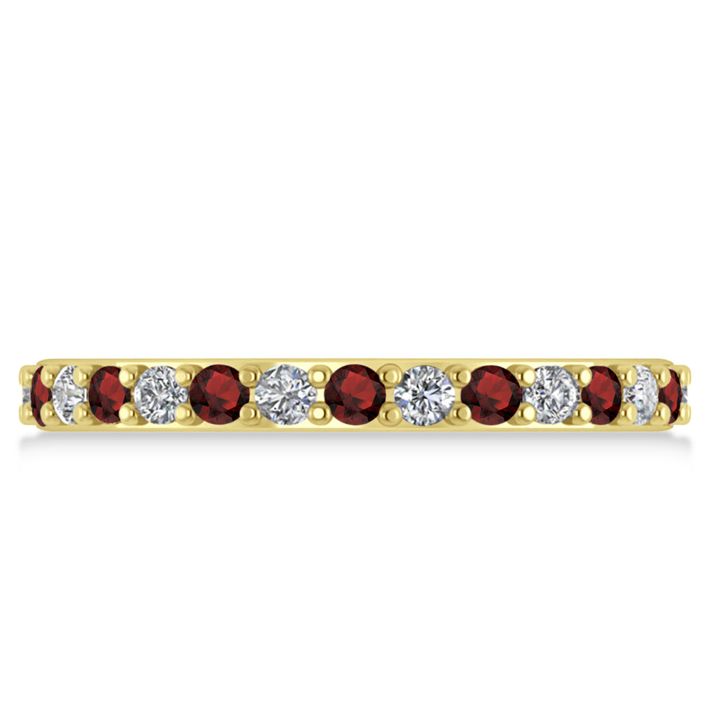 Diamond & Garnet Eternity Wedding Band 14k Yellow Gold (0.87ct)