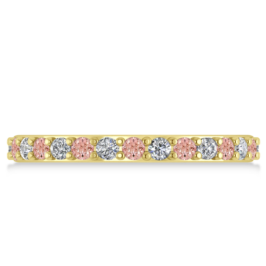 Diamond & Morganite Eternity Wedding Band 14k Yellow Gold (0.87ct)
