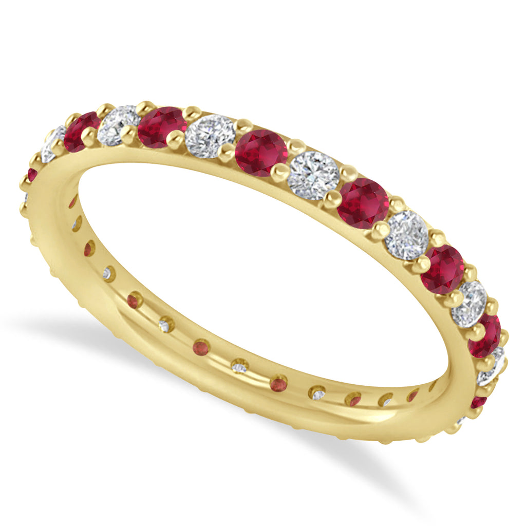 Diamond & Ruby Eternity Wedding Band 14k Yellow Gold (0.87ct)