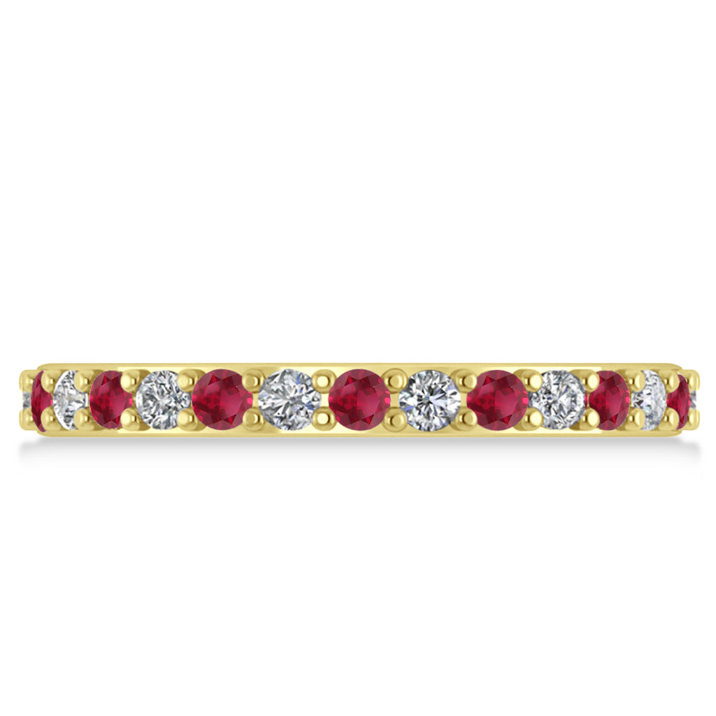 Diamond & Ruby Eternity Wedding Band 14k Yellow Gold (0.87ct)