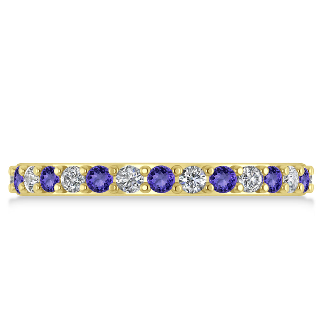 Diamond & Tanzanite Eternity Wedding Band 14k Yellow Gold (0.87ct)