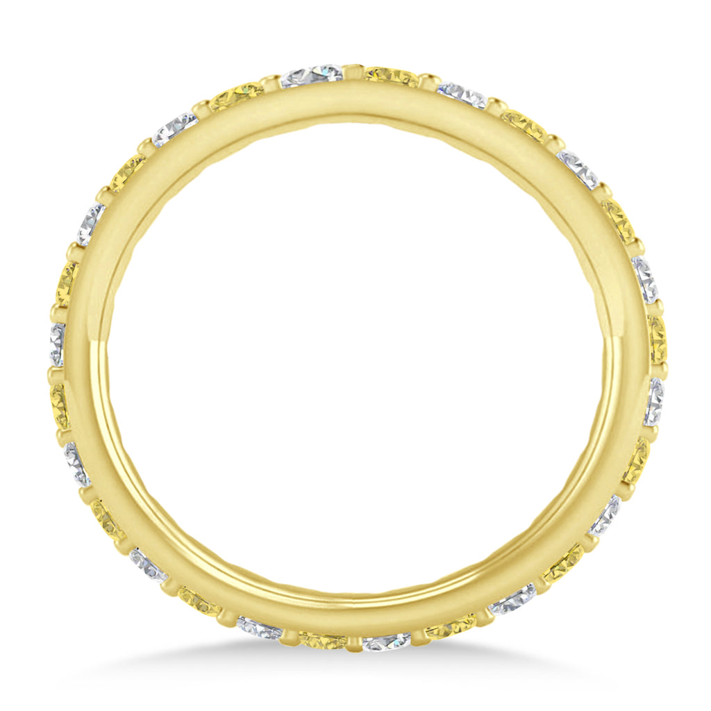 Yellow & White Diamond Eternity Wedding Band 14k Yellow Gold (0.87ct)