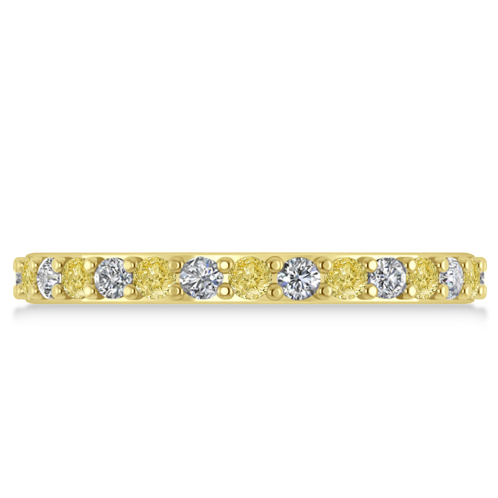 Yellow & White Diamond Eternity Wedding Band 14k Yellow Gold (0.87ct)