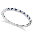 Diamond & Blue Sapphire Eternity Wedding Band 14k White Gold (0.25ct)