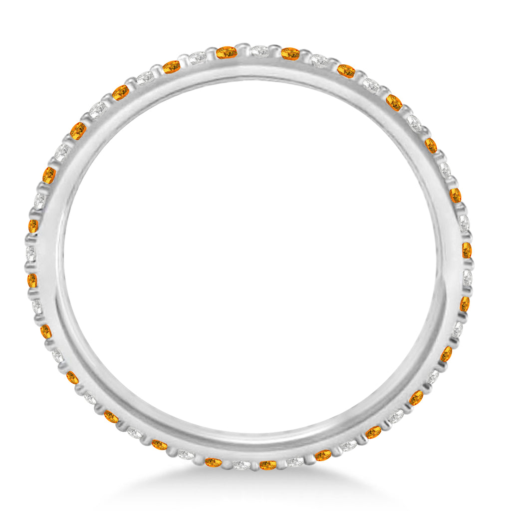 Petite Diamond & Citrine Eternity Wedding Band 14k White Gold (0.25ct)