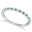 Petite Diamond & Emerald Eternity Wedding Band 14k White Gold (0.25ct)