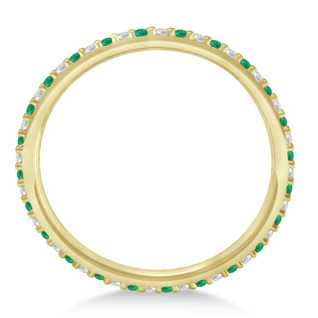 Petite Diamond & Emerald Eternity Wedding Band 14k Yellow Gold (0.25ct)