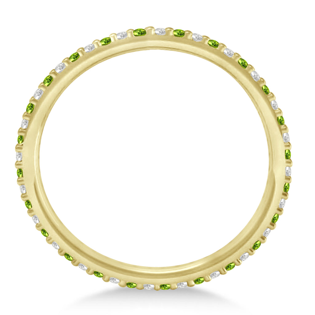 Petite Diamond & Peridot Eternity Wedding Band 14k Yellow Gold (0.25ct)