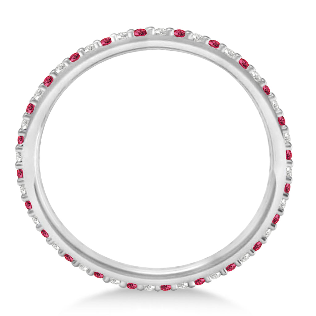 Petite Diamond & Ruby Eternity Wedding Band 14k White Gold (0.25ct)