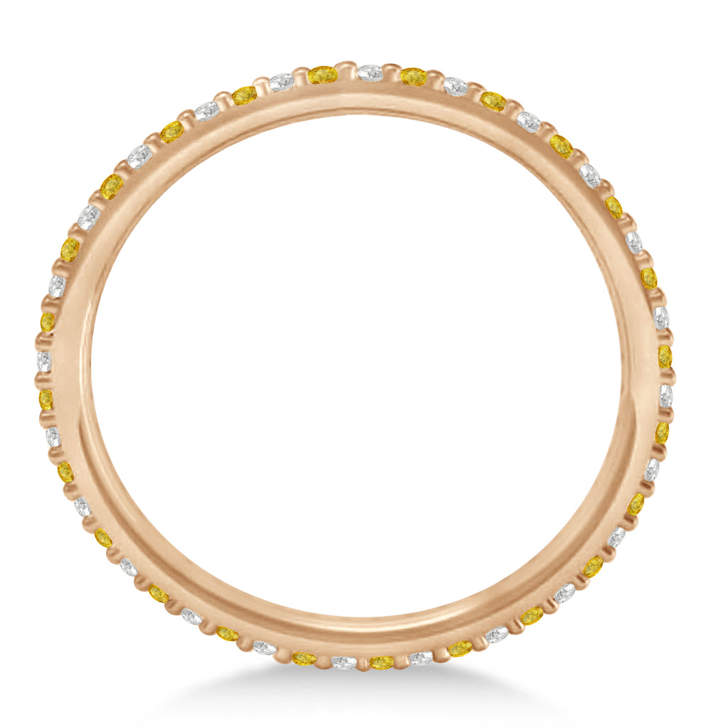 Petite Diamond & Yellow Sapphire Eternity Wedding Band 14k Rose Gold (0.25ct)