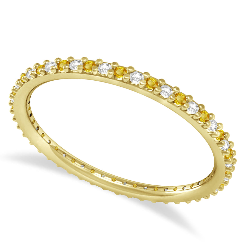 Petite Diamond & Yellow Sapphire Eternity Wedding Band 14k Yellow Gold (0.25ct)