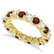 Diamond & Garnet Eternity Wedding Band 14k Yellow Gold (2.40ct)
