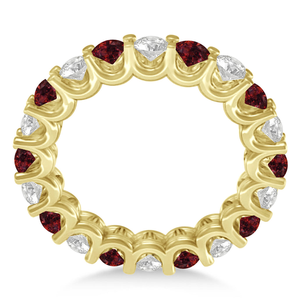 Diamond & Garnet Eternity Wedding Band 14k Yellow Gold (2.40ct)