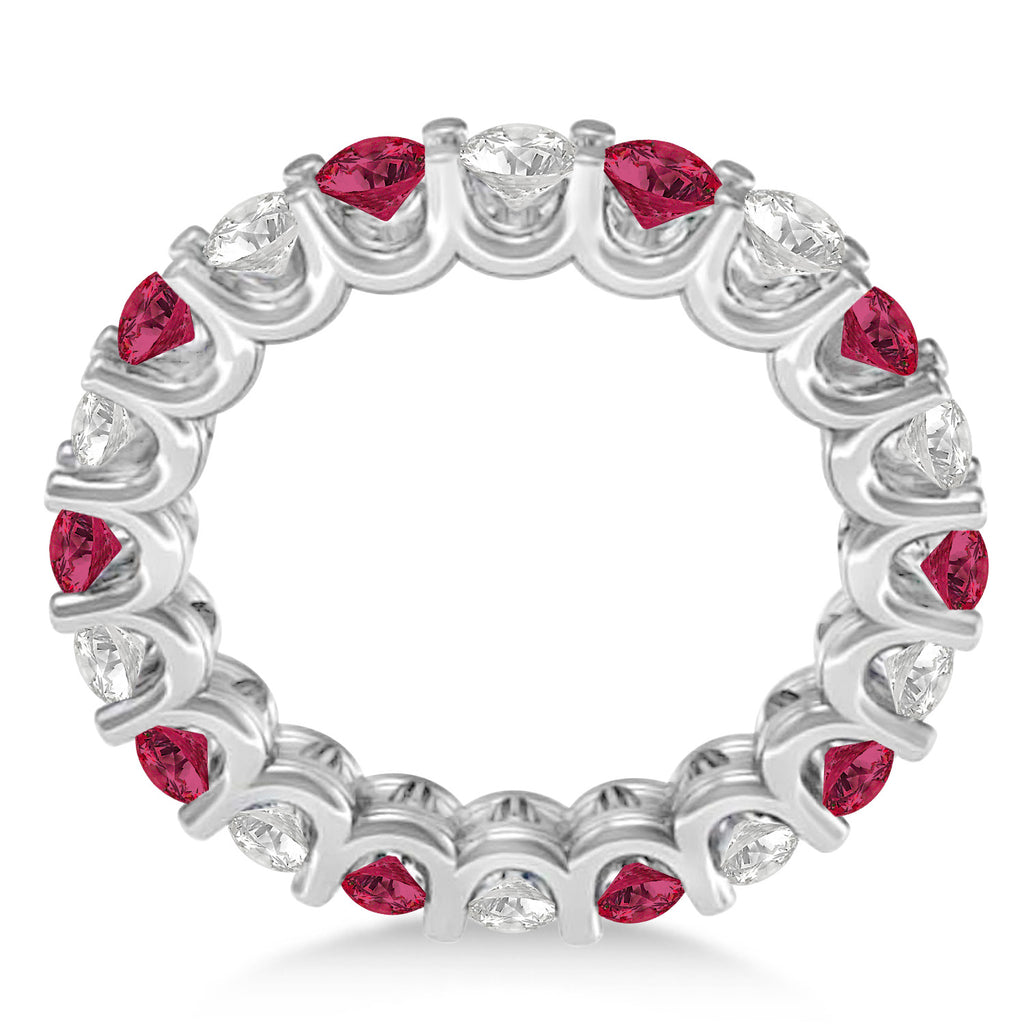 Diamond & Ruby Eternity Wedding Band 14k White Gold (2.40ct)
