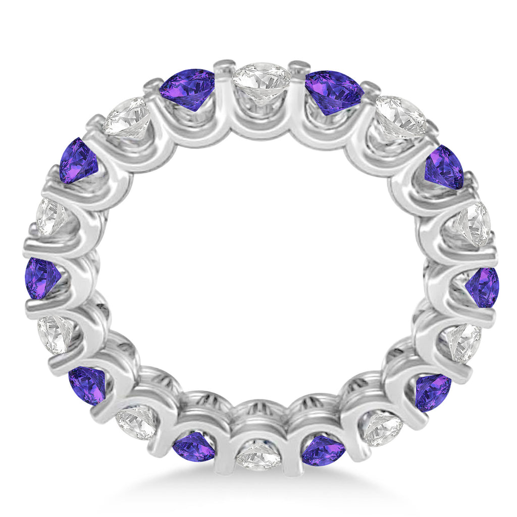 Diamond & Tanzanite Eternity Wedding Band 14k White Gold (2.40ct)