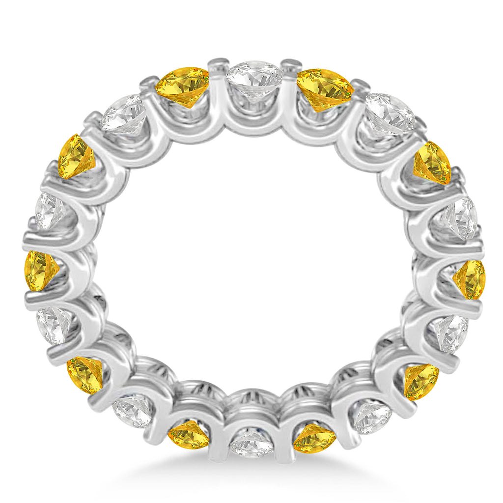 Diamond & Yellow Sapphire Eternity Wedding Band 14k White Gold (2.40ct)