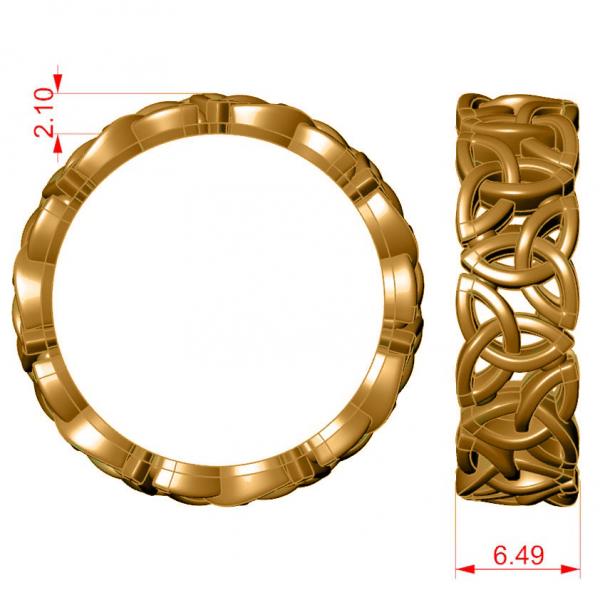 Triangular Trinity Celtic Knot Eternity Wedding Band 14k Yellow Gold