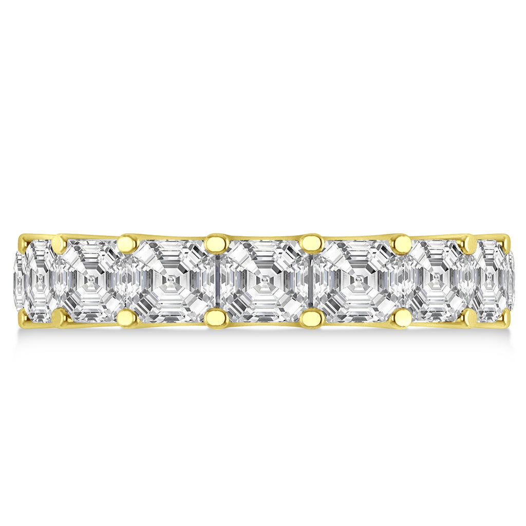 Asscher-Cut Eternity Diamond Wedding Band Ring 14k Yellow Gold (9.00ct)