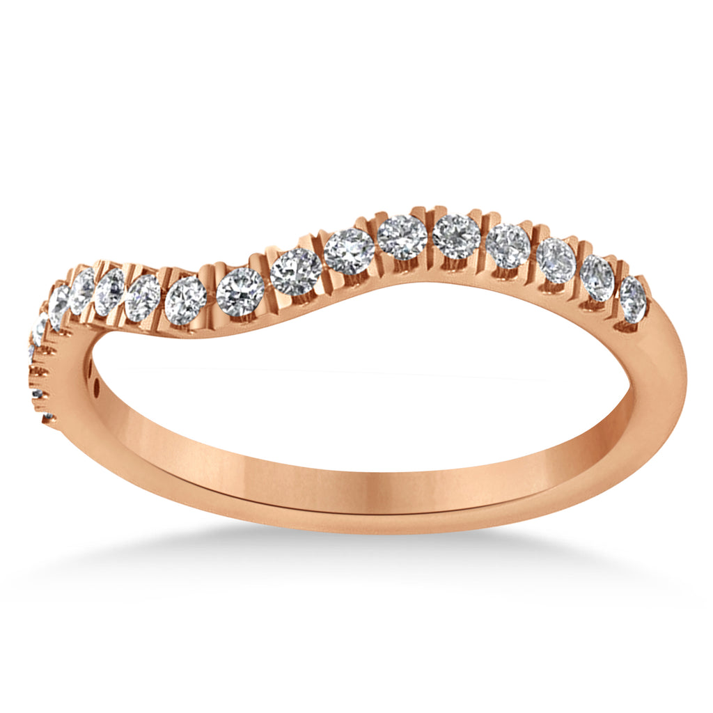 Diamond Curved Ring Wedding Band 14k Rose Gold (0.27ct)