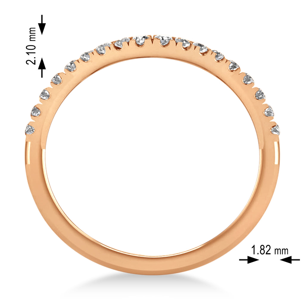 Diamond Curved Ring Wedding Band 14k Rose Gold (0.27ct)