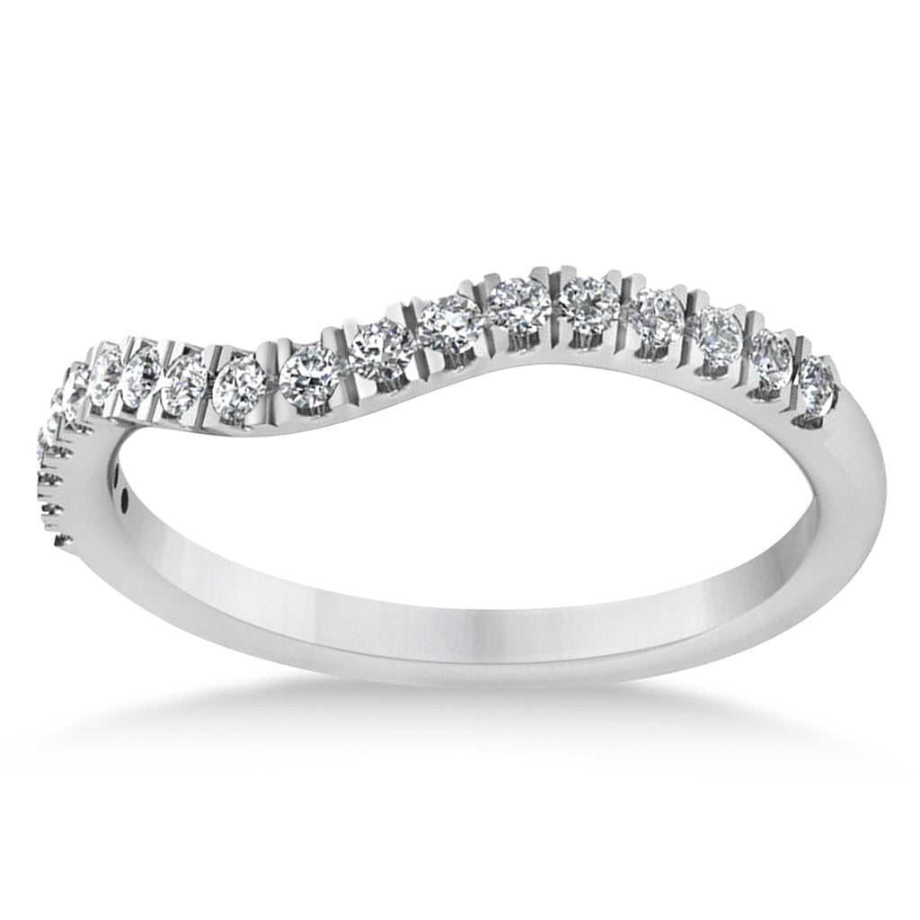 Diamond Curved Ring Wedding Band 18k White Gold (0.27ct)