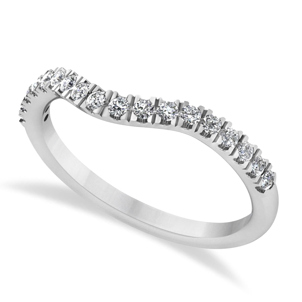 Diamond Curved Ring Wedding Band Palladium (0.27ct)