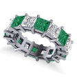 Princess Diamond & Emerald Wedding Band 14k White Gold (10.08ct)