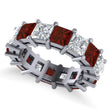Princess Diamond & Garnet Wedding Band 14k White Gold (10.08ct)