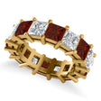 Princess Diamond & Garnet Wedding Band 14k Yellow Gold (10.08ct)