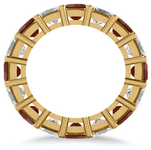 Princess Diamond & Garnet Wedding Band 14k Yellow Gold (10.08ct)