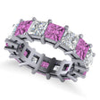 Princess Diamond & Pink Sapphire Wedding Band 14k White Gold (10.08ct)