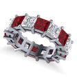 Princess Diamond & Ruby Wedding Band 14k White Gold (10.08ct)