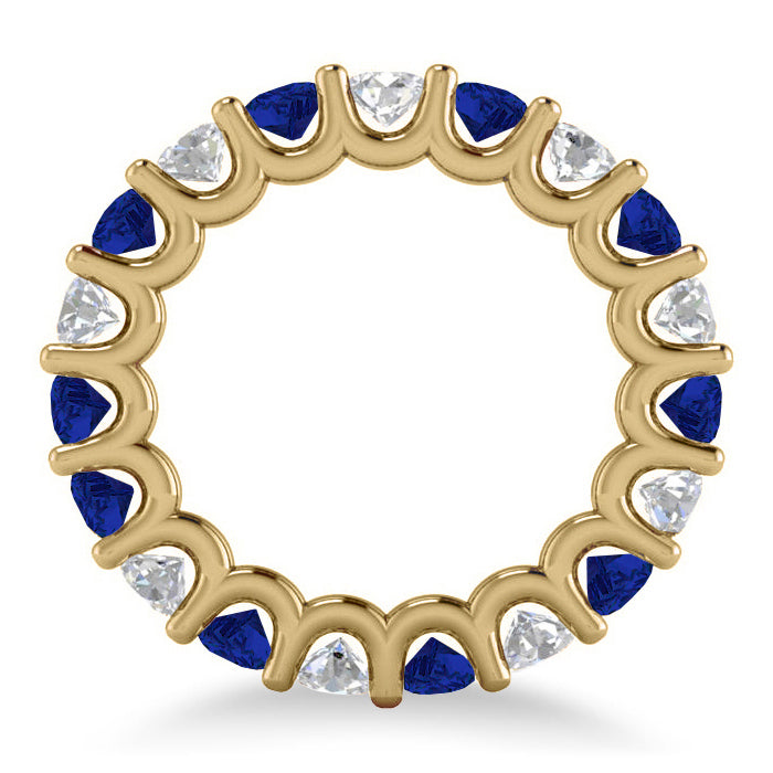 Diamond & Blue Sapphire Eternity Wedding Band 14k Yellow Gold (3.53ct)