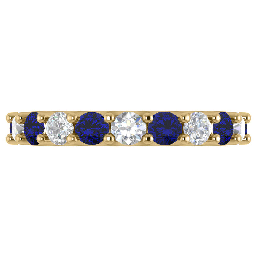Diamond & Blue Sapphire Eternity Wedding Band 14k Yellow Gold (3.53ct)