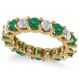 Diamond & Emerald Eternity Wedding Band 14k Yellow Gold (3.53ct)