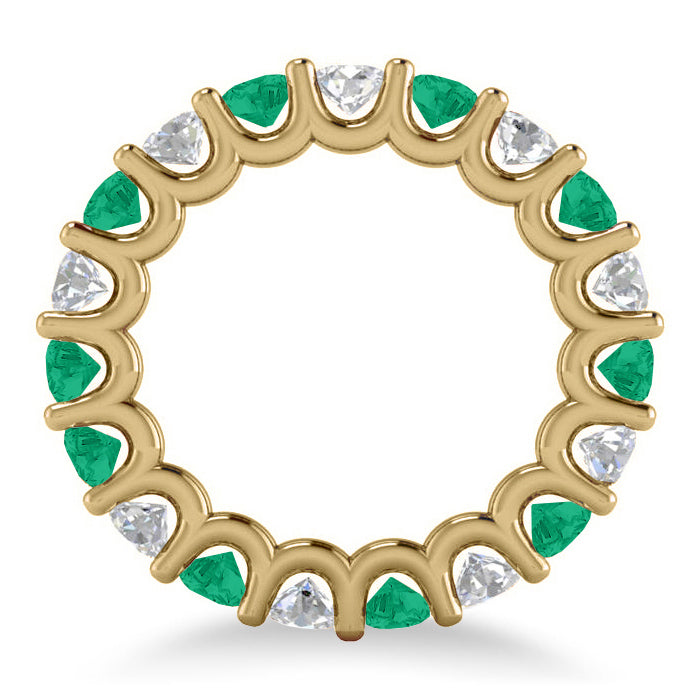 Diamond & Emerald Eternity Wedding Band 14k Yellow Gold (3.53ct)