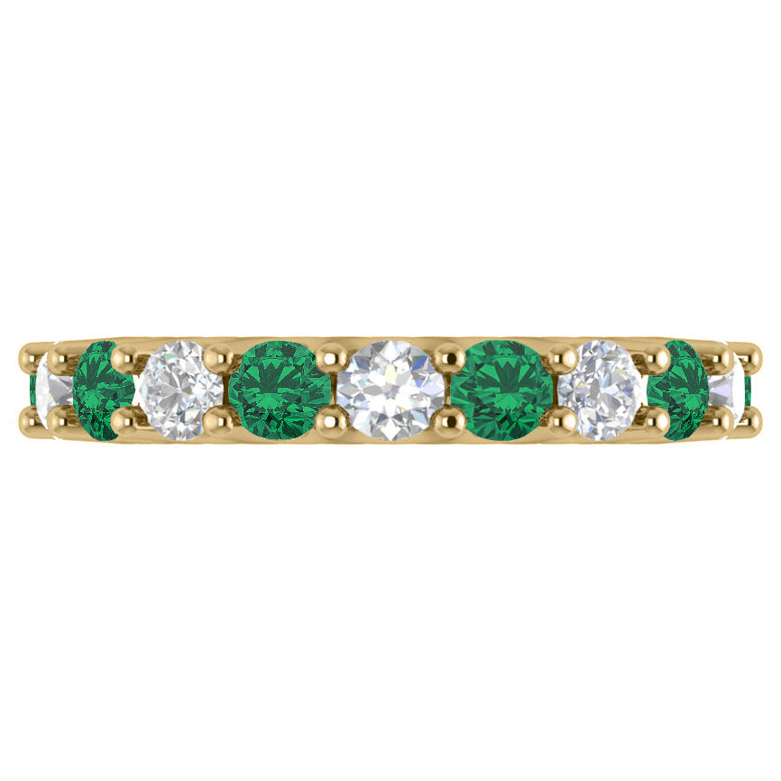 Diamond & Emerald Eternity Wedding Band 14k Yellow Gold (3.53ct)