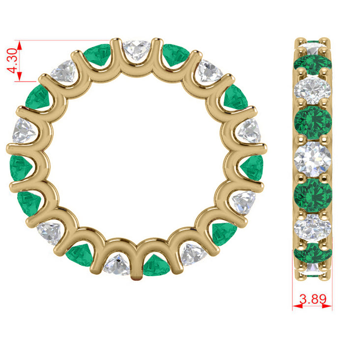 Diamond & Emerald Eternity Wedding Band 14k Yellow Gold (3.53ct)