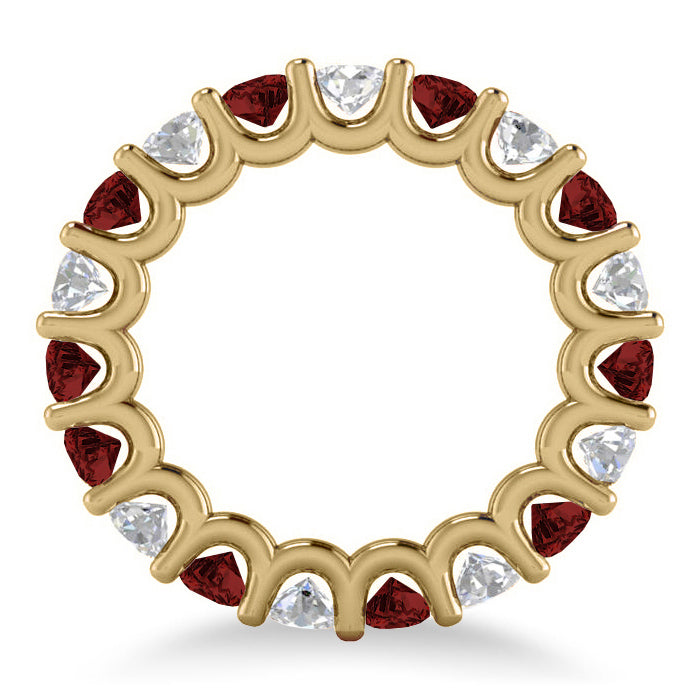 Diamond & Garnet Eternity Wedding Band 14k Yellow Gold (3.53ct)