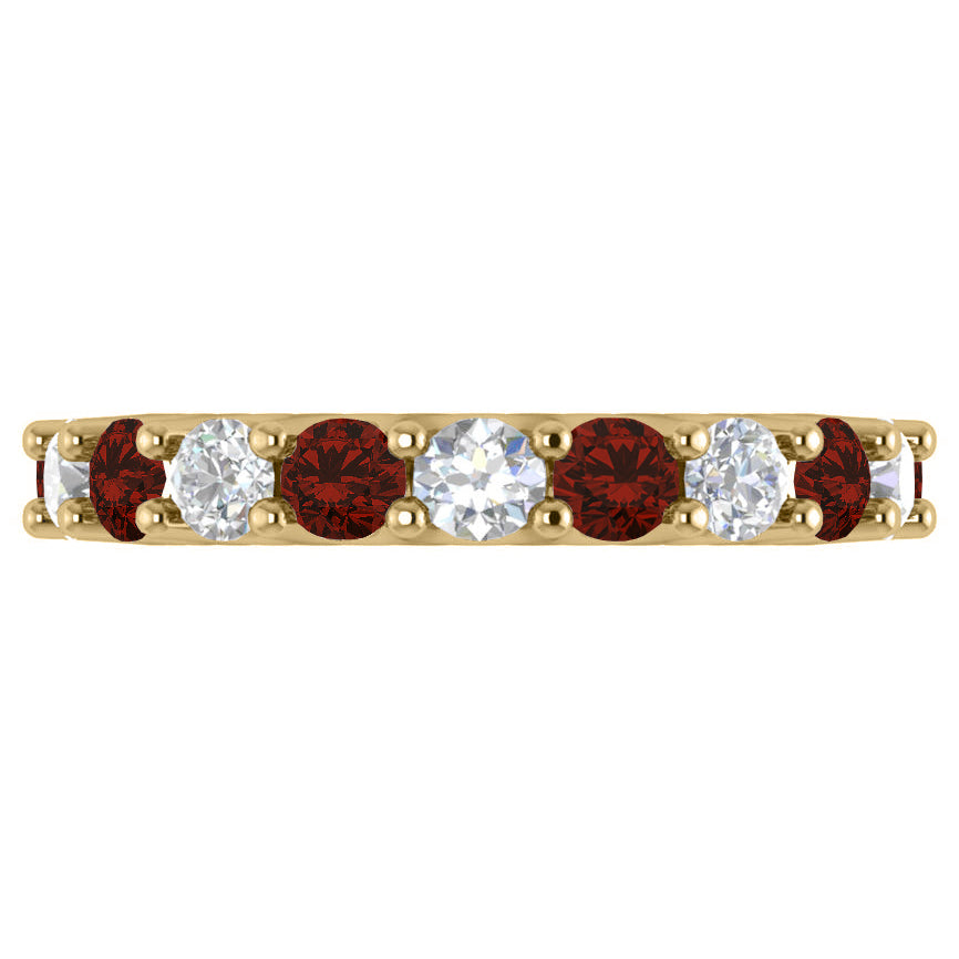 Diamond & Garnet Eternity Wedding Band 14k Yellow Gold (3.53ct)