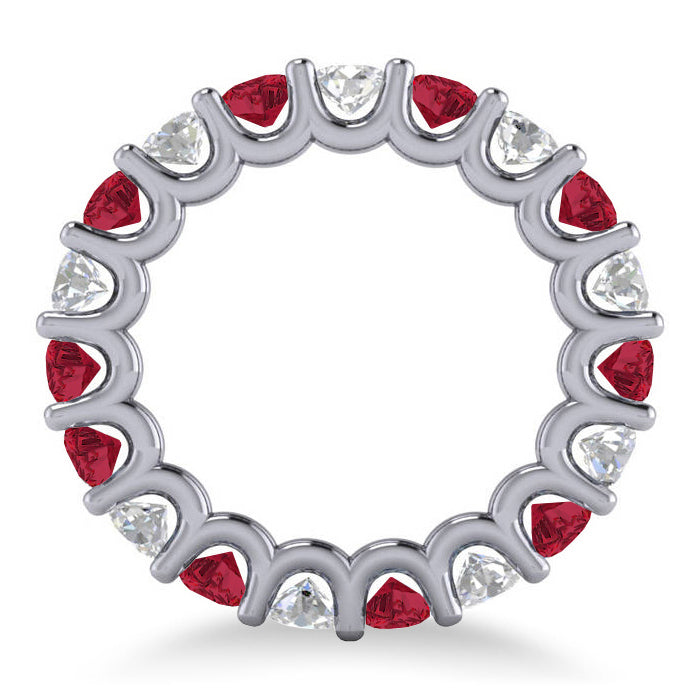 Diamond & Ruby Eternity Wedding Band 14k White Gold (3.53ct)