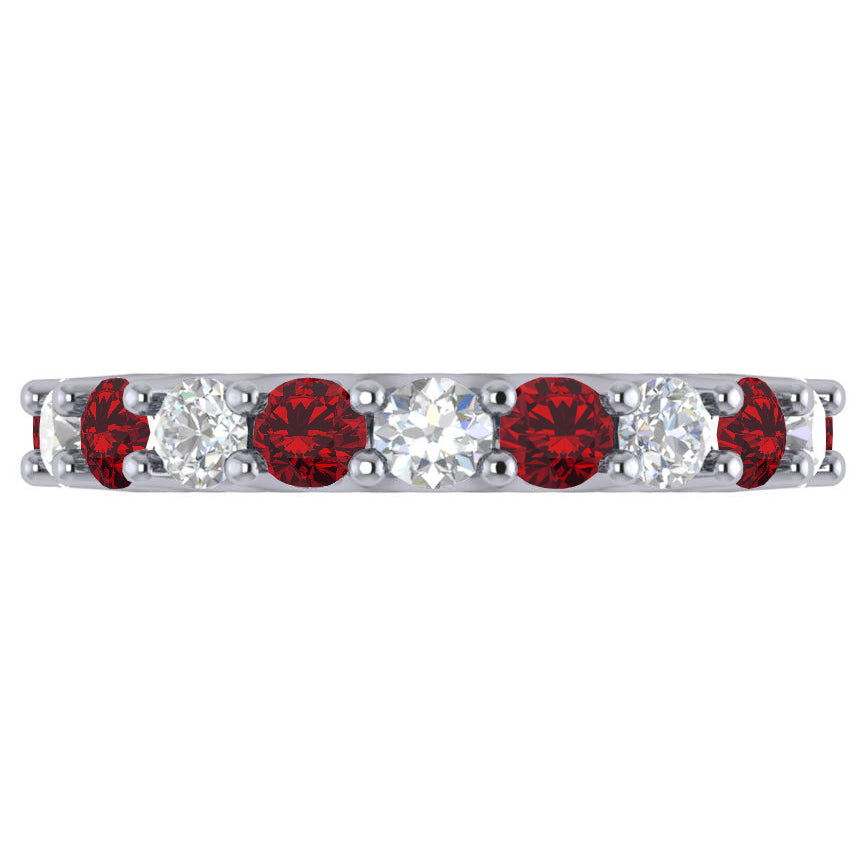 Diamond & Ruby Eternity Wedding Band 14k White Gold (3.53ct)
