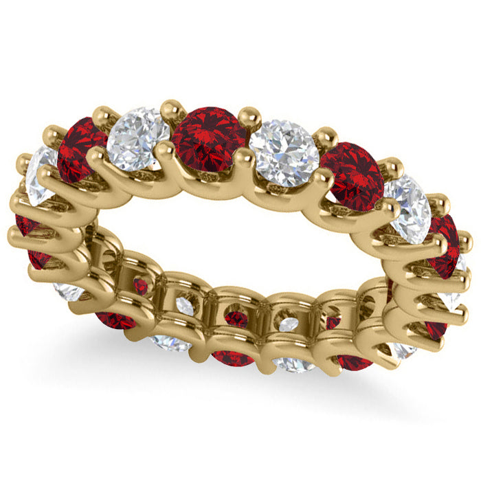 Diamond & Ruby Eternity Wedding Band 14k Yellow Gold (3.53ct)