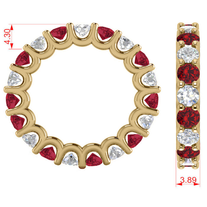 Diamond & Ruby Eternity Wedding Band 14k Yellow Gold (3.53ct)