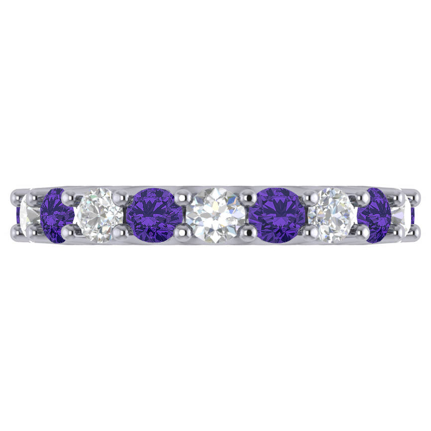 Diamond & Tanzanite Eternity Wedding Band 14k White Gold (3.53ct)