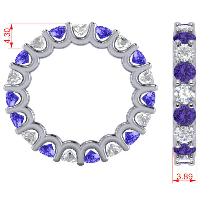 Diamond & Tanzanite Eternity Wedding Band 14k White Gold (3.53ct)