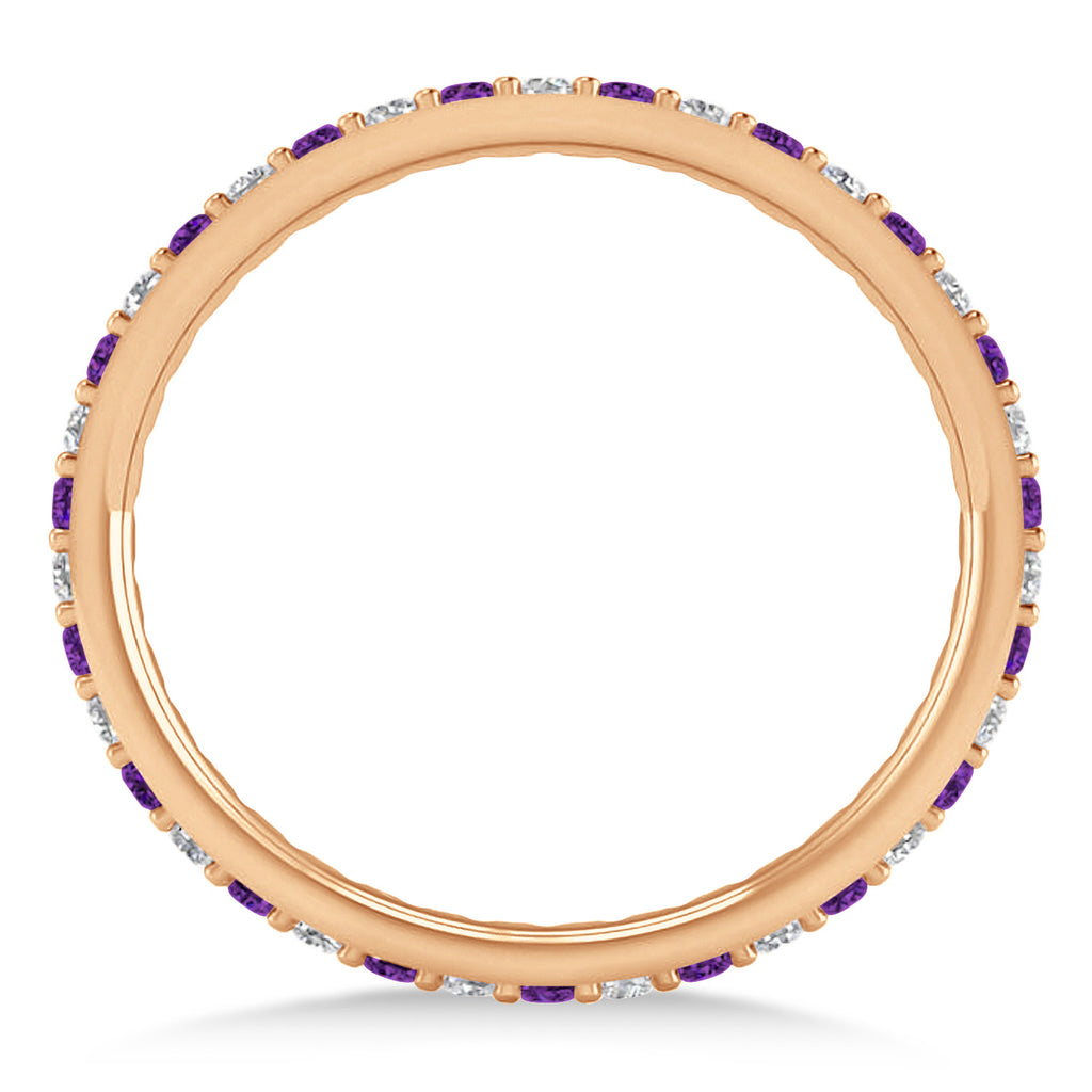 Diamond & Amethyst Eternity Wedding Band 14k Rose Gold (0.57ct)
