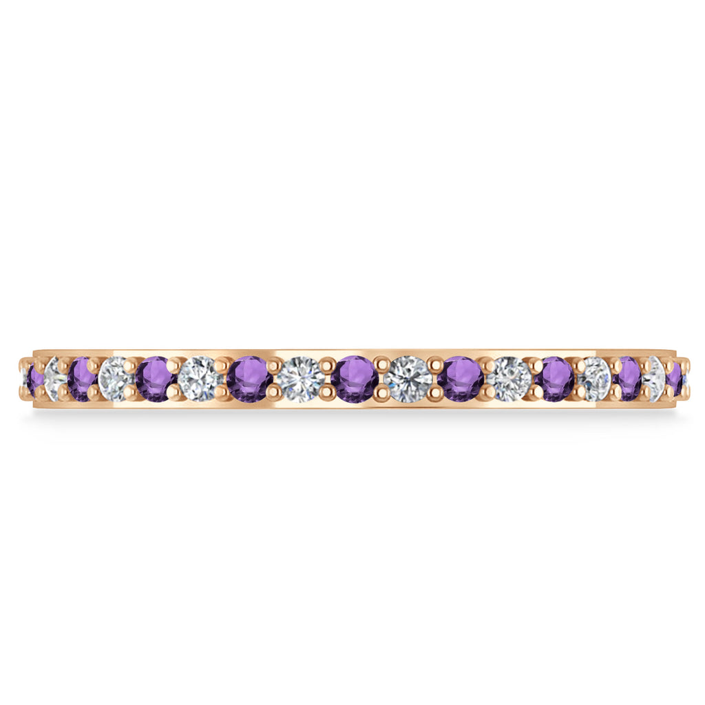Diamond & Amethyst Eternity Wedding Band 14k Rose Gold (0.57ct)