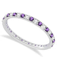 Diamond & Amethyst Eternity Wedding Band 14k White Gold (0.57ct)
